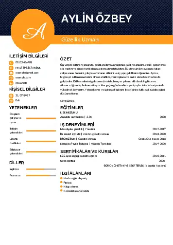 Güzellik Uzmanı Cv Örnekleri  cv indir